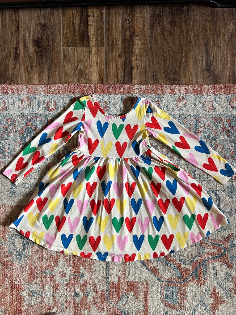 Hanna Andersson Long Sleeved Heart Print Slater Dress